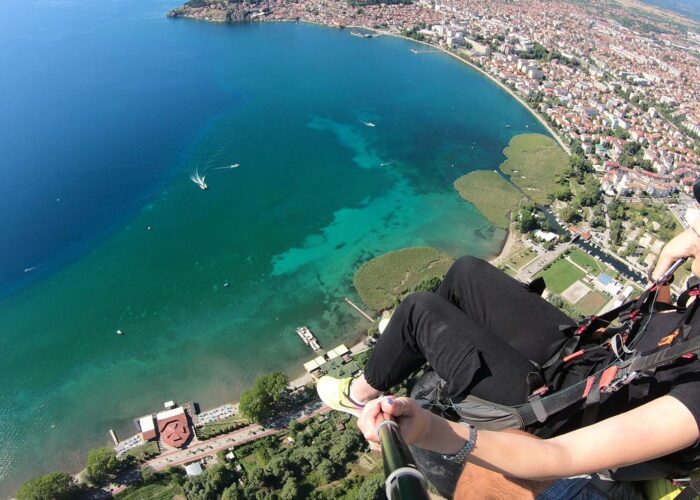 Paragliding above Ohrid city and Lake