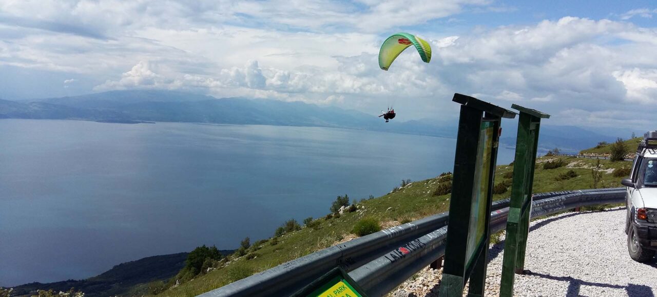 Paragliding above Galicica National Park and Ohrid Lake