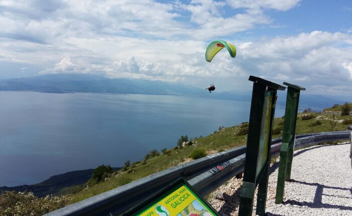 Paragliding above Galicica National Park and Ohrid Lake