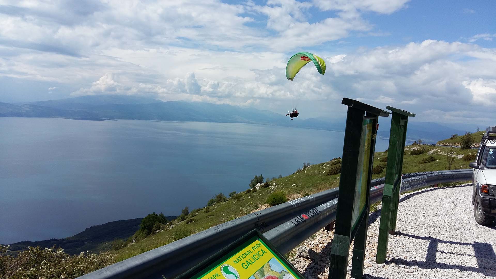 Paragliding above Galicica National Park and Ohrid Lake