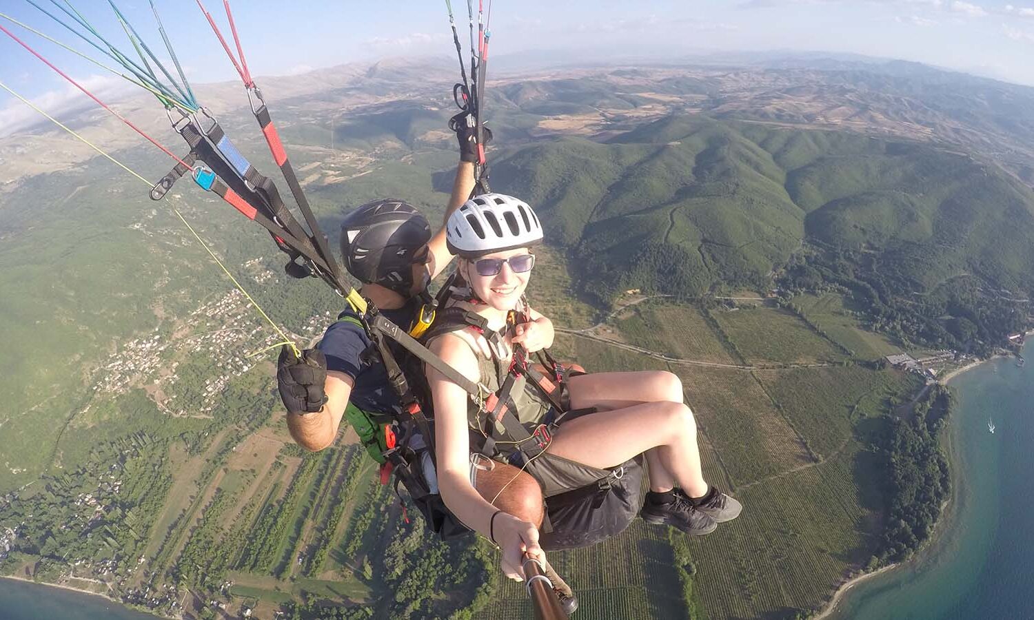 Paragliding high above Galicica National Park Ohrid