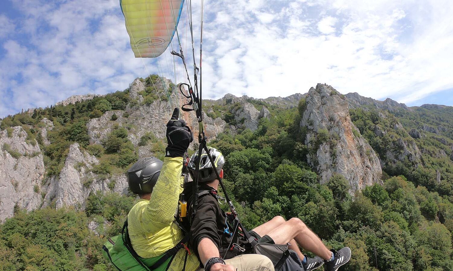Paragliding near the rocks at National Park Ohrid