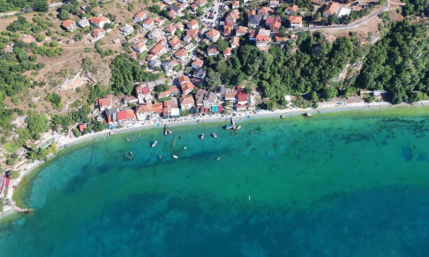 View from paraglider above Trpejca Ohrid