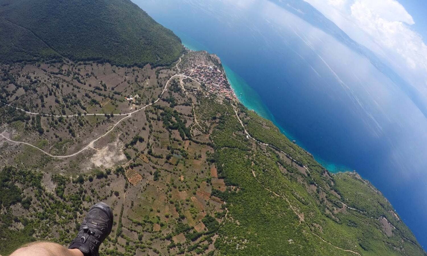 View from paraglider above Trpejca Ohrid